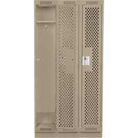 Clean Line Lockers, Bank of 3, 36" x 15" x 76", Steel, Beige, Rivet (Assembled), Perforated M & M Nord Ouest Inc