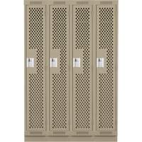 Clean Line Lockers, Bank of 4, 48" x 15" x 76", Steel, Beige, Rivet (Assembled), Perforated M & M Nord Ouest Inc