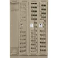 Clean Line Lockers, Bank of 4, 48" x 15" x 76", Steel, Beige, Rivet (Assembled), Perforated M & M Nord Ouest Inc