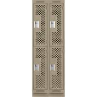 Clean Line Lockers, 2 -tier, Bank of 2, 24" x 18" x 76", Steel, Beige, Rivet (Assembled), Perforated M & M Nord Ouest Inc