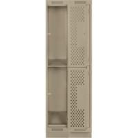 Clean Line Lockers, 2 -tier, Bank of 2, 24" x 18" x 76", Steel, Beige, Rivet (Assembled), Perforated M & M Nord Ouest Inc