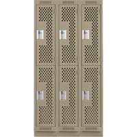 Clean Line Lockers, 2 -tier, Bank of 3, 36" x 18" x 76", Steel, Beige, Rivet (Assembled), Perforated M & M Nord Ouest Inc