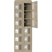 Assembled Lockerettes Clean Line Perforated Economy Lockers, 6 -tier, Bank of 2, 18" x 72" x 12", Steel M & M Nord Ouest Inc