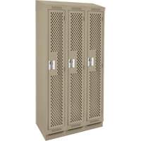 Clean Line Lockers, Bank of 3, 36" x 12" x 82", Steel, Beige, Rivet (Assembled), Perforated M & M Nord Ouest Inc