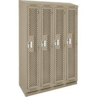 Clean Line Lockers, Bank of 4, 48" x 12" x 82", Steel, Beige, Rivet (Assembled), Perforated M & M Nord Ouest Inc