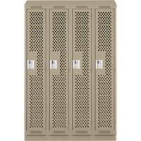 Clean Line Lockers, Bank of 4, 48" x 12" x 82", Steel, Beige, Rivet (Assembled), Perforated M & M Nord Ouest Inc