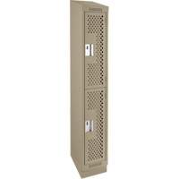 Clean Line Lockers, 2 -tier, 12" x 18" x 82", Steel, Beige, Rivet (Assembled), Perforated M & M Nord Ouest Inc