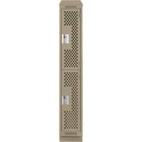 Clean Line Lockers, 2 -tier, 12" x 18" x 82", Steel, Beige, Rivet (Assembled), Perforated M & M Nord Ouest Inc