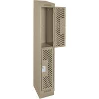 Clean Line Lockers, 2 -tier, 12" x 18" x 82", Steel, Beige, Rivet (Assembled), Perforated M & M Nord Ouest Inc