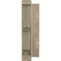 Clean Line Lockers, 2 -tier, 12" x 18" x 82", Steel, Beige, Rivet (Assembled), Perforated M & M Nord Ouest Inc