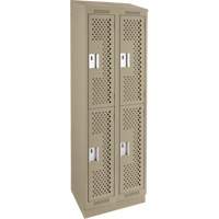 Clean Line Lockers, 2 -tier, Bank of 2, 24" x 18" x 82", Steel, Beige, Rivet (Assembled), Perforated M & M Nord Ouest Inc