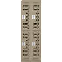 Clean Line Lockers, 2 -tier, Bank of 2, 24" x 18" x 82", Steel, Beige, Rivet (Assembled), Perforated M & M Nord Ouest Inc