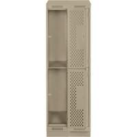 Clean Line Lockers, 2 -tier, Bank of 2, 24" x 18" x 82", Steel, Beige, Rivet (Assembled), Perforated M & M Nord Ouest Inc