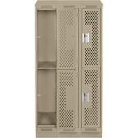 Clean Line Lockers, 2 -tier, Bank of 3, 36" x 18" x 82", Steel, Beige, Rivet (Assembled), Perforated M & M Nord Ouest Inc