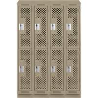 Clean Line Lockers, 2 -tier, Bank of 4, 48" x 18" x 82", Steel, Beige, Rivet (Assembled), Perforated M & M Nord Ouest Inc