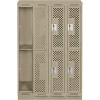 Clean Line Lockers, 2 -tier, Bank of 4, 48" x 18" x 82", Steel, Beige, Rivet (Assembled), Perforated M & M Nord Ouest Inc