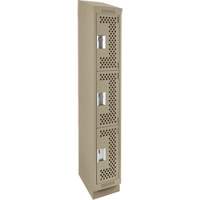 Clean Line Lockers, 3 -tier, 12" x 12" x 82", Steel, Beige, Rivet (Assembled), Perforated M & M Nord Ouest Inc