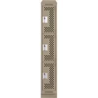 Clean Line Lockers, 3 -tier, 12" x 12" x 82", Steel, Beige, Rivet (Assembled), Perforated M & M Nord Ouest Inc