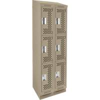 Clean Line Lockers, 3 -tier, Bank of 2, 24" x 12" x 82", Steel, Beige, Rivet (Assembled), Perforated M & M Nord Ouest Inc