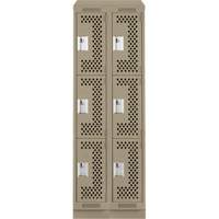 Clean Line Lockers, 3 -tier, Bank of 2, 24" x 12" x 82", Steel, Beige, Rivet (Assembled), Perforated M & M Nord Ouest Inc