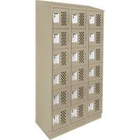 Assembled Lockerettes Clean Line Perforated Economy Lockers, 6 -tier, Bank of 3, 18" x 72" x 12", Steel M & M Nord Ouest Inc