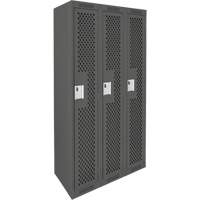 Clean Line Lockers, Bank of 3, 36" x 15" x 72", Steel, Charcoal, Rivet (Assembled), Perforated M & M Nord Ouest Inc