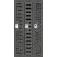 Clean Line Lockers, Bank of 3, 36" x 15" x 72", Steel, Charcoal, Rivet (Assembled), Perforated M & M Nord Ouest Inc