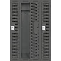 Clean Line Lockers, Bank of 4, 48" x 12" x 72", Steel, Charcoal, Rivet (Assembled), Perforated M & M Nord Ouest Inc