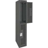 Clean Line Lockers, 2 -tier, 12" x 12" x 72", Steel, Charcoal, Rivet (Assembled), Perforated M & M Nord Ouest Inc