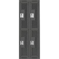 Clean Line Lockers, 2 -tier, Bank of 2, 24" x 12" x 72", Steel, Charcoal, Rivet (Assembled), Perforated M & M Nord Ouest Inc
