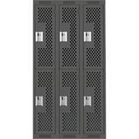 Clean Line Lockers, 2 -tier, Bank of 3, 36" x 12" x 72", Steel, Charcoal, Rivet (Assembled), Perforated M & M Nord Ouest Inc