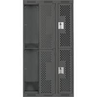 Clean Line Lockers, 2 -tier, Bank of 3, 36" x 12" x 72", Steel, Charcoal, Rivet (Assembled), Perforated M & M Nord Ouest Inc