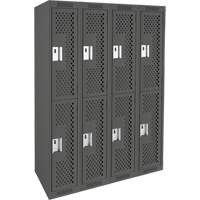 Clean Line Lockers, 2 -tier, Bank of 4, 48" x 12" x 72", Steel, Charcoal, Rivet (Assembled), Perforated M & M Nord Ouest Inc