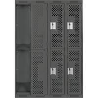Clean Line Lockers, 2 -tier, Bank of 4, 48" x 12" x 72", Steel, Charcoal, Rivet (Assembled), Perforated M & M Nord Ouest Inc