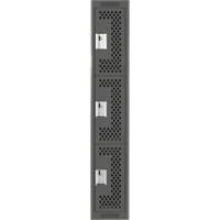 Clean Line Lockers, 3 -tier, 12" x 12" x 72", Steel, Charcoal, Rivet (Assembled), Perforated M & M Nord Ouest Inc