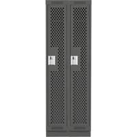 Clean Line Lockers, Bank of 2, 24" x 12" x 76", Steel, Charcoal, Rivet (Assembled), Perforated M & M Nord Ouest Inc