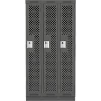Clean Line Lockers, Bank of 3, 36" x 15" x 76", Steel, Charcoal, Rivet (Assembled), Perforated M & M Nord Ouest Inc