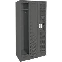 Clean Line Lockers, Bank of 3, 36" x 15" x 76", Steel, Charcoal, Rivet (Assembled), Perforated M & M Nord Ouest Inc