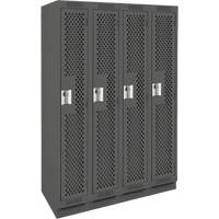 Clean Line Lockers, Bank of 4, 48" x 15" x 76", Steel, Charcoal, Rivet (Assembled), Perforated M & M Nord Ouest Inc