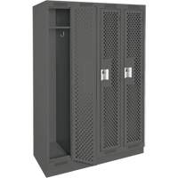Clean Line Lockers, Bank of 4, 48" x 15" x 76", Steel, Charcoal, Rivet (Assembled), Perforated M & M Nord Ouest Inc