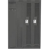 Clean Line Lockers, Bank of 4, 48" x 15" x 76", Steel, Charcoal, Rivet (Assembled), Perforated M & M Nord Ouest Inc