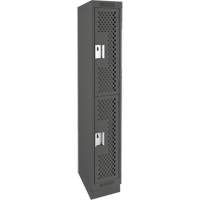 Clean Line Lockers, 2 -tier, 12" x 18" x 76", Steel, Charcoal, Rivet (Assembled), Perforated M & M Nord Ouest Inc
