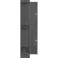 Clean Line Lockers, 2 -tier, 12" x 18" x 76", Steel, Charcoal, Rivet (Assembled), Perforated M & M Nord Ouest Inc