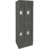 Clean Line Lockers, 2 -tier, Bank of 2, 24" x 18" x 76", Steel, Charcoal, Rivet (Assembled), Perforated M & M Nord Ouest Inc