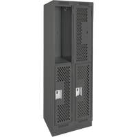 Clean Line Lockers, 2 -tier, Bank of 2, 24" x 18" x 76", Steel, Charcoal, Rivet (Assembled), Perforated M & M Nord Ouest Inc