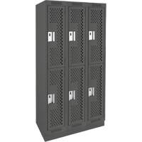 Clean Line Lockers, 2 -tier, Bank of 3, 36" x 18" x 76", Steel, Charcoal, Rivet (Assembled), Perforated M & M Nord Ouest Inc