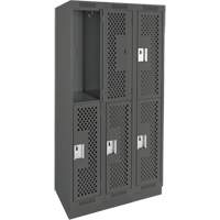 Clean Line Lockers, 2 -tier, Bank of 3, 36" x 18" x 76", Steel, Charcoal, Rivet (Assembled), Perforated M & M Nord Ouest Inc
