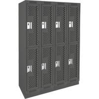 Clean Line Lockers, 2 -tier, Bank of 4, 48" x 18" x 76", Steel, Charcoal, Rivet (Assembled), Perforated M & M Nord Ouest Inc