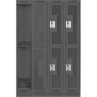 Clean Line Lockers, 2 -tier, Bank of 4, 48" x 18" x 76", Steel, Charcoal, Rivet (Assembled), Perforated M & M Nord Ouest Inc