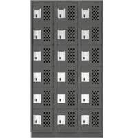 Assembled Lockerettes Clean Line Perforated Economy Lockers, 6 -tier, Bank of 3, 18" x 72" x 12", Steel M & M Nord Ouest Inc